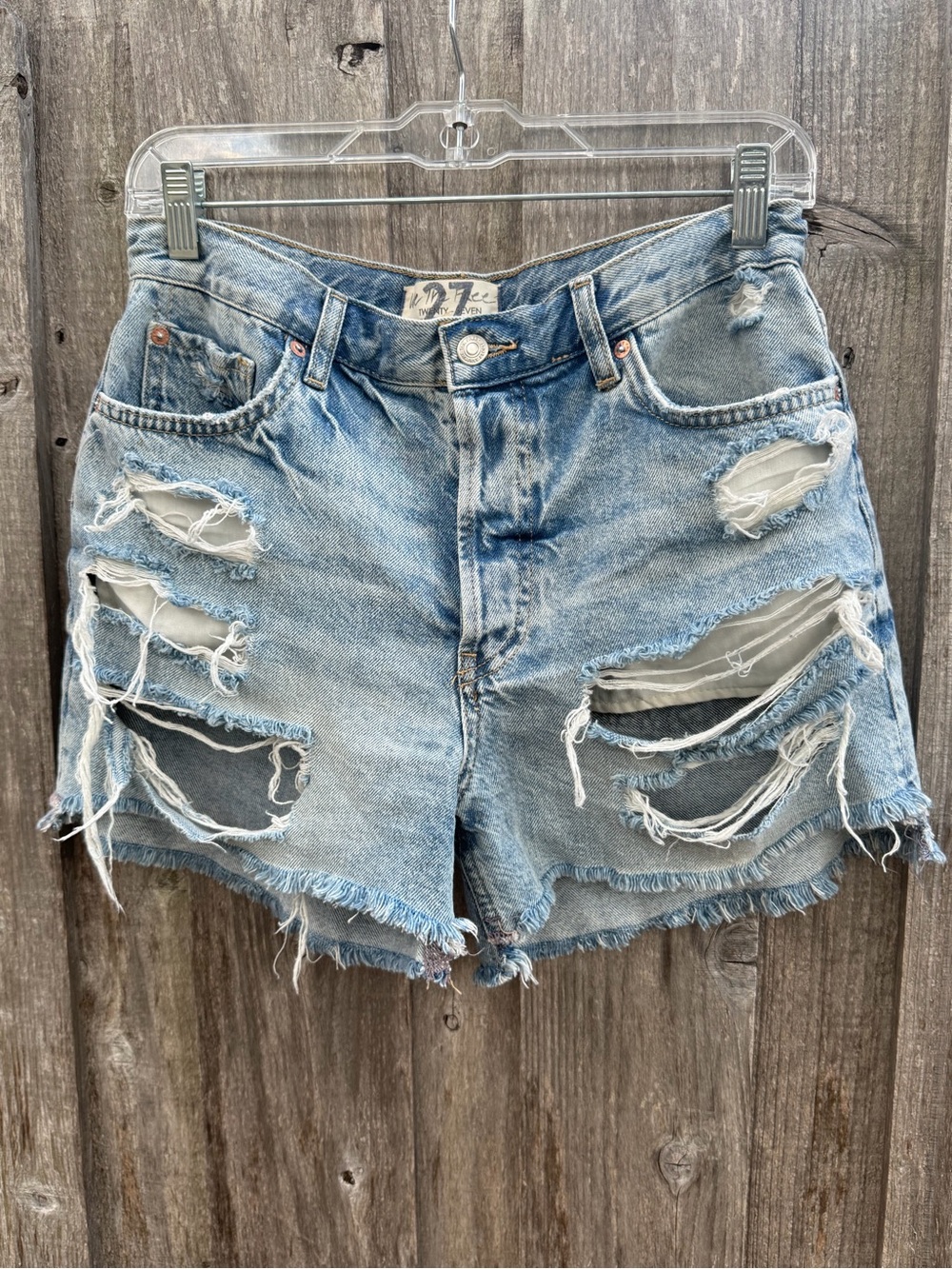 We The Free Distressed Denim Shorts Size 27 High Rise Cutoff